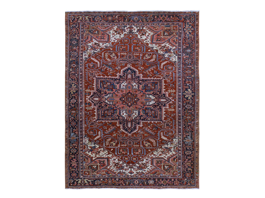 8'9" x 12'3" Vintage Hand Knotted Red Wool Rectangle Oriental Rug - MOA10278324