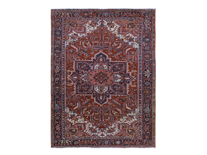 8'9" x 12'3" Vintage Hand Knotted Red Wool Rectangle Oriental Rug - MOA10278324