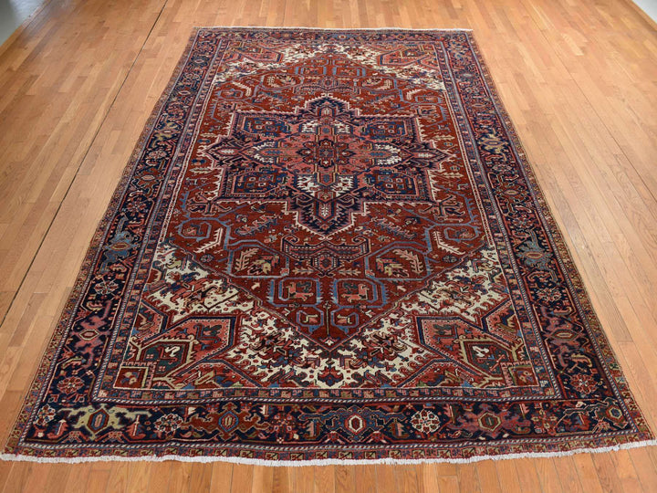 8'9" x 12'3" Vintage Hand Knotted Red Wool Rectangle Oriental Rug - MOA10278324