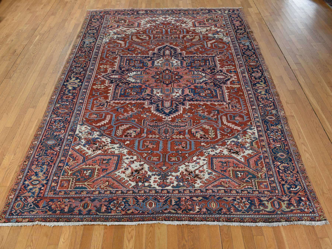 8'9" x 12'3" Vintage Hand Knotted Red Wool Rectangle Oriental Rug - MOA10278324