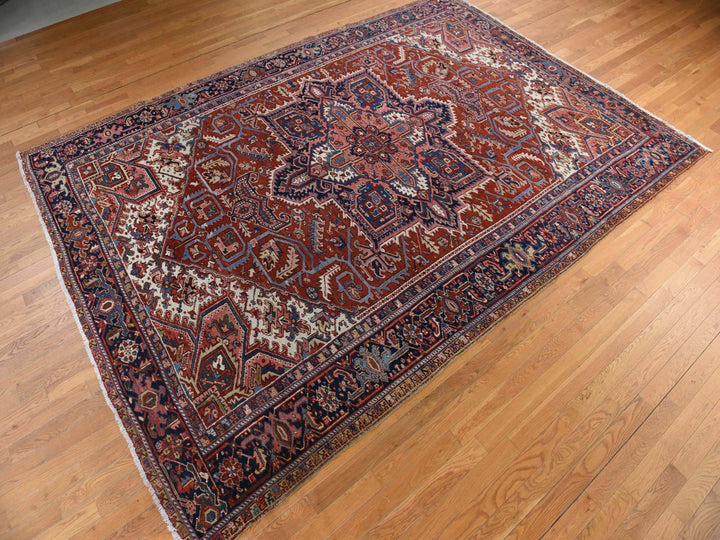 8'9" x 12'3" Vintage Hand Knotted Red Wool Rectangle Oriental Rug - MOA10278324