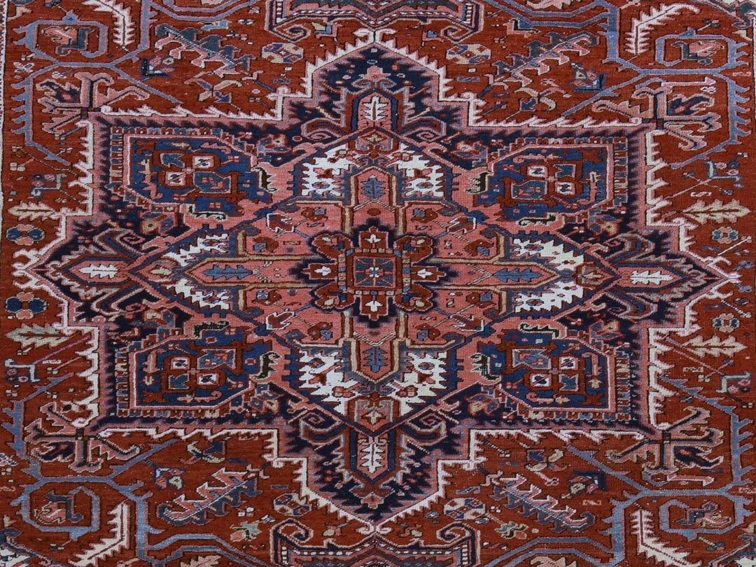 8'9" x 12'3" Vintage Hand Knotted Red Wool Rectangle Oriental Rug - MOA10278324