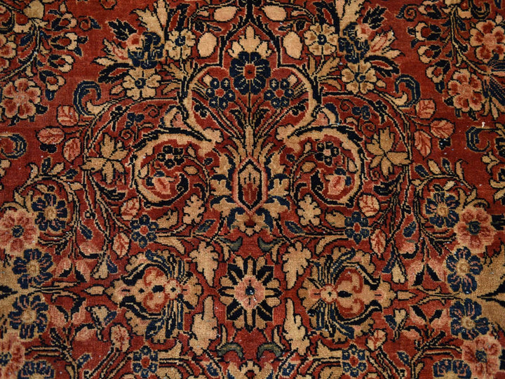 13'8" x 15'10" Vintage Hand Knotted Red Wool Square Oriental Rug - MOA10278326