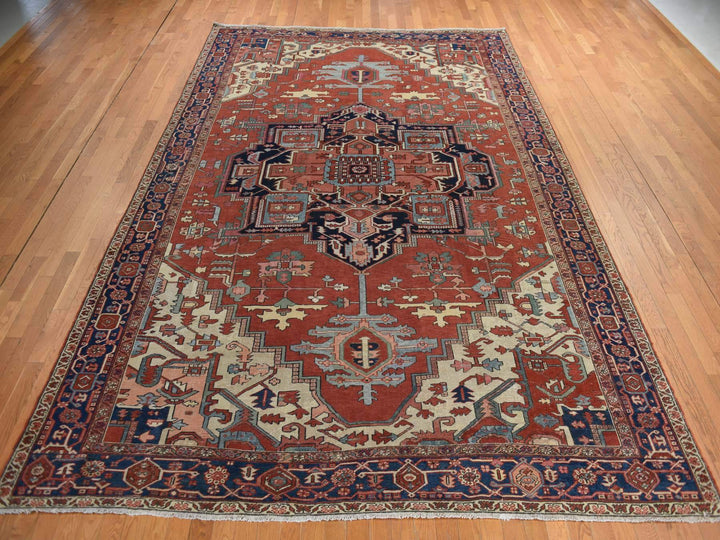 9'2" x 14'0" Vintage Hand Knotted Red Wool Rectangle Oriental Rug - MOA10278327