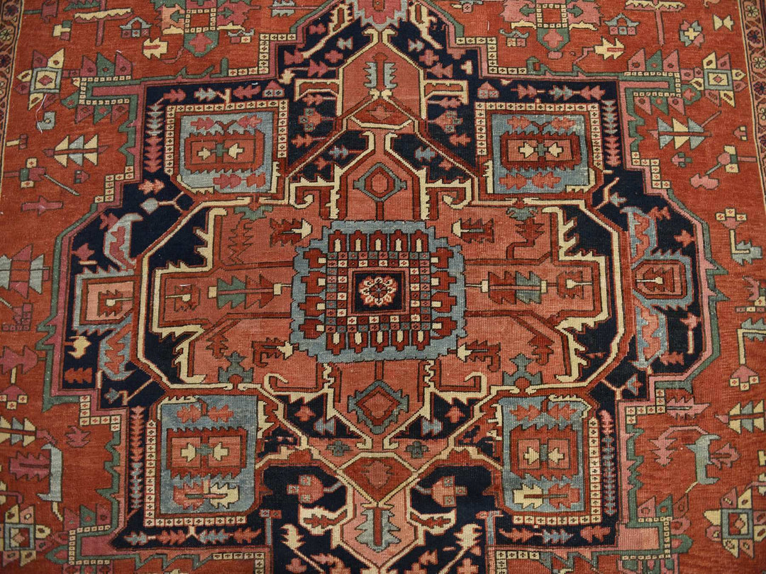 9'2" x 14'0" Vintage Hand Knotted Red Wool Rectangle Oriental Rug - MOA10278327
