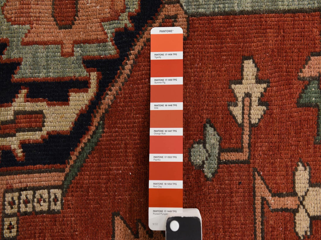 9'2" x 14'0" Vintage Hand Knotted Red Wool Rectangle Oriental Rug - MOA10278327