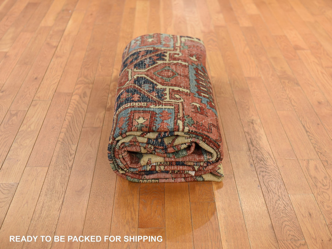 9'2" x 14'0" Vintage Hand Knotted Red Wool Rectangle Oriental Rug - MOA10278327