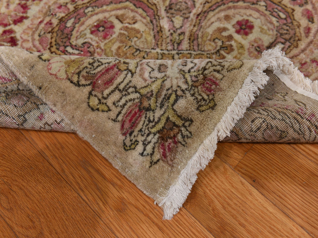 11'7" x 19'3" Vintage Hand Knotted Ivory Wool Rectangle Oriental Rug - MOA10278329