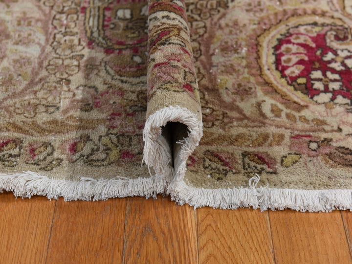 11'7" x 19'3" Vintage Hand Knotted Ivory Wool Rectangle Oriental Rug - MOA10278329