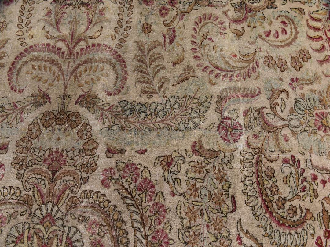 11'7" x 19'3" Vintage Hand Knotted Ivory Wool Rectangle Oriental Rug - MOA10278329
