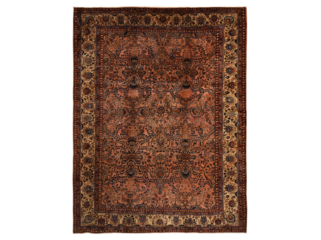 9'10" x 13'7" Vintage Hand Knotted Red Wool Rectangle Oriental Rug - MOA10278330