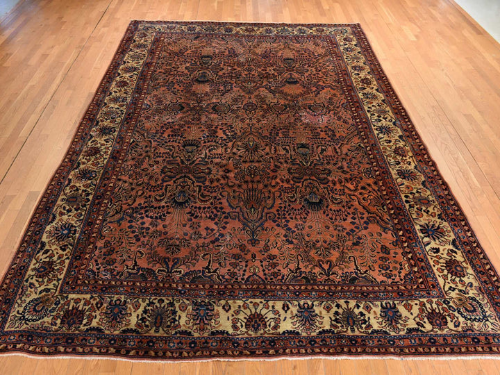 9'10" x 13'7" Vintage Hand Knotted Red Wool Rectangle Oriental Rug - MOA10278330