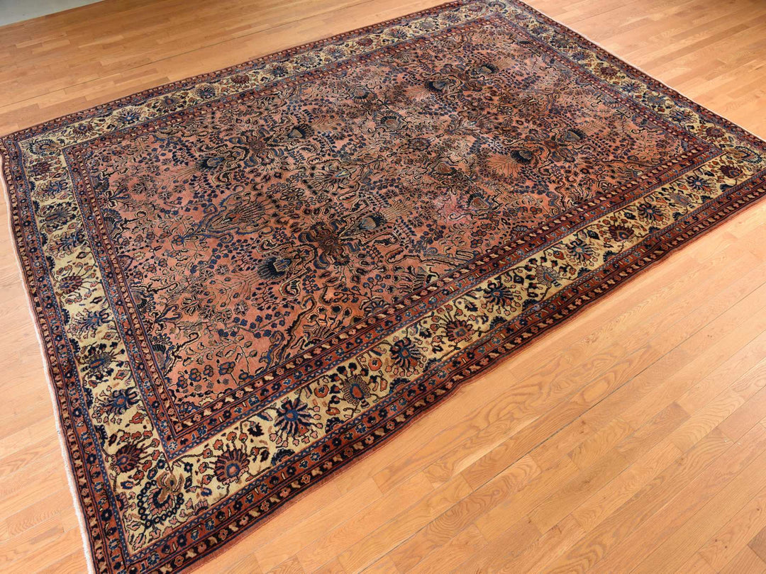 9'10" x 13'7" Vintage Hand Knotted Red Wool Rectangle Oriental Rug - MOA10278330