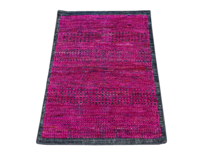 2'0" x 3'1" New Hand Knotted Pink Wool & Silk Rectangle Oriental Rug - MOA10278336