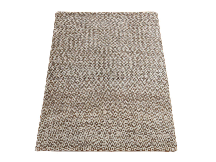 2'0" x 3'0" New Hand Knotted Ivory Wool Rectangle Oriental Rug - MOA10278340