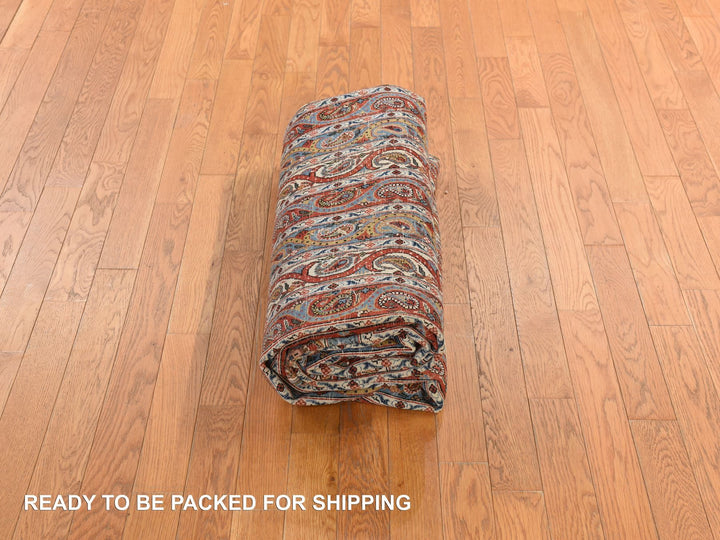 7'0" x 10'4" Vintage Hand Knotted Red Wool Rectangle Oriental Rug - MOA10278352