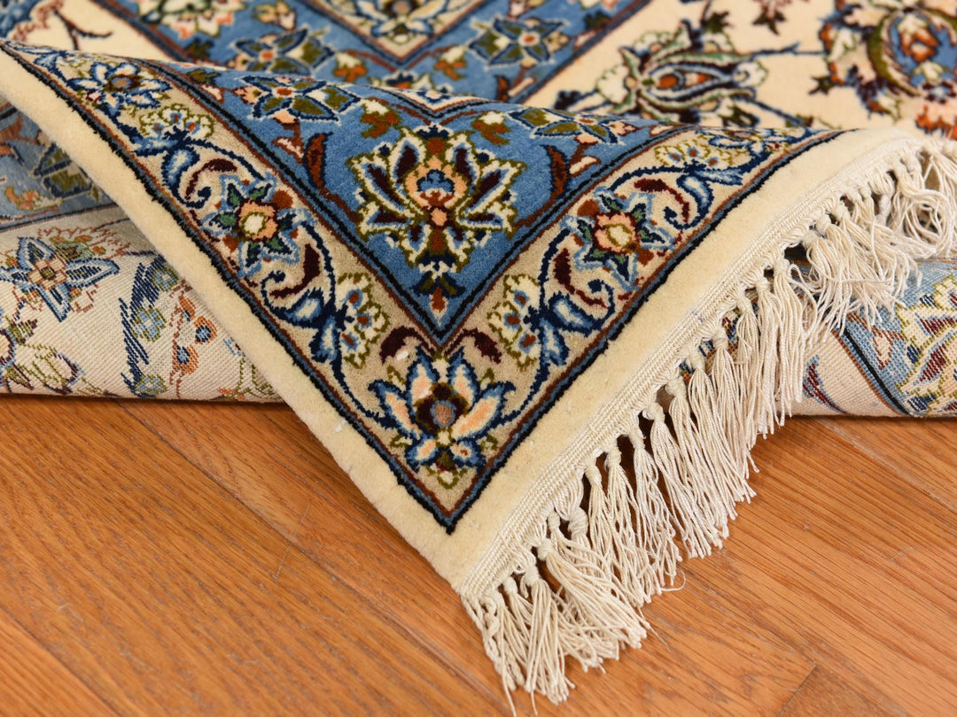 10'1" x 14'8" Vintage Hand Knotted Ivory Wool & Silk Rectangle Oriental Rug - MOA10278353