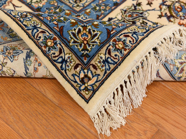 10'1" x 14'8" Vintage Hand Knotted Ivory Wool & Silk Rectangle Oriental Rug - MOA10278353