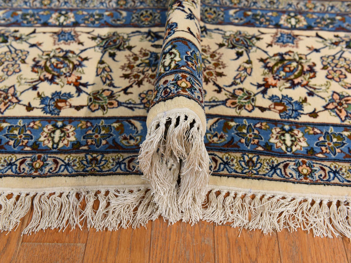 10'1" x 14'8" Vintage Hand Knotted Ivory Wool & Silk Rectangle Oriental Rug - MOA10278353