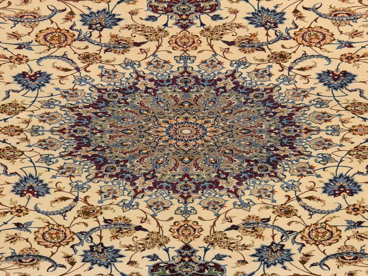 10'1" x 14'8" Vintage Hand Knotted Ivory Wool & Silk Rectangle Oriental Rug - MOA10278353