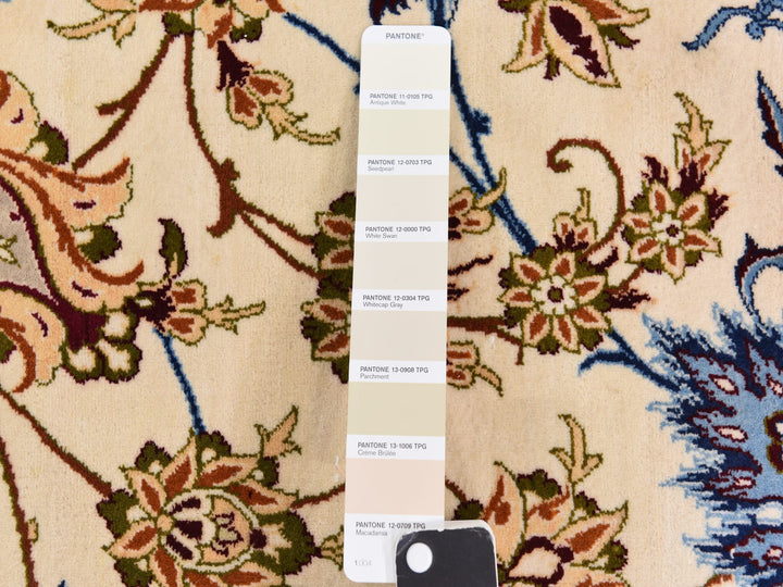 10'1" x 14'8" Vintage Hand Knotted Ivory Wool & Silk Rectangle Oriental Rug - MOA10278353