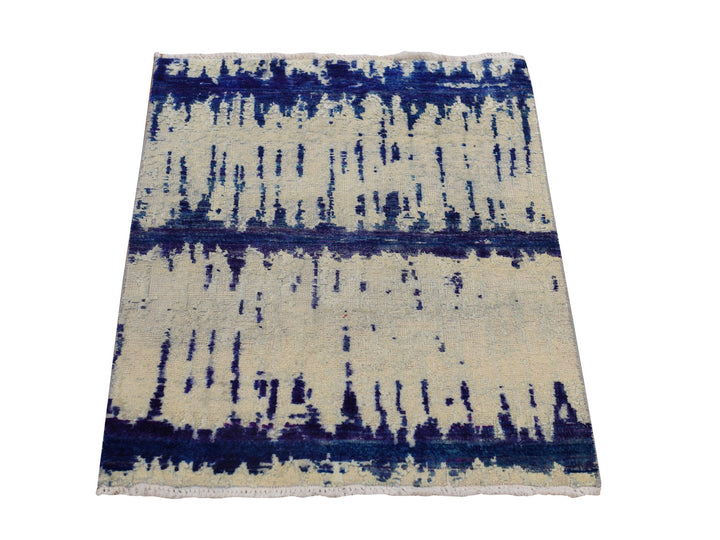 2'0" x 3'0" New Hand Knotted Ivory Wool & Silk Rectangle Oriental Rug - MOA10278360