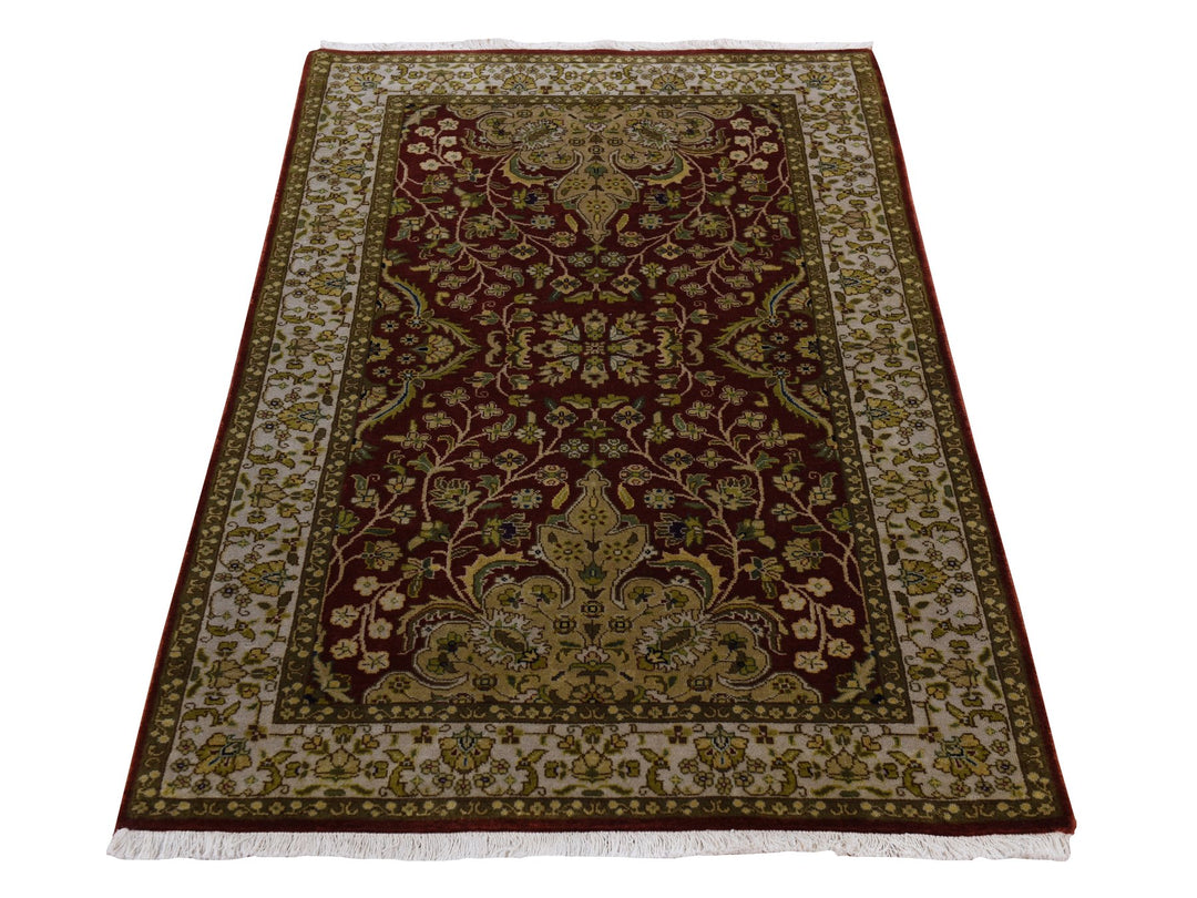3'1" x 5'0" New Hand Knotted Red Wool Rectangle Oriental Rug - MOA10278361