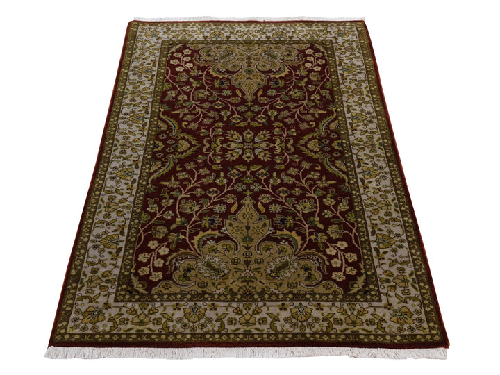 3'1" x 5'0" New Hand Knotted Red Wool Rectangle Oriental Rug - MOA10278361