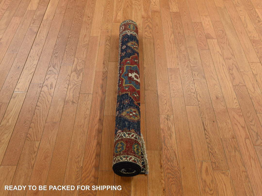 4'1" x 5'10" Vintage Hand Knotted Blue Wool Rectangle Oriental Rug - MOA10278362