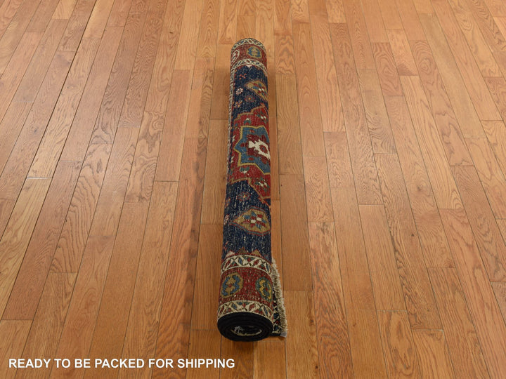 4'1" x 5'10" Vintage Hand Knotted Blue Wool Rectangle Oriental Rug - MOA10278362