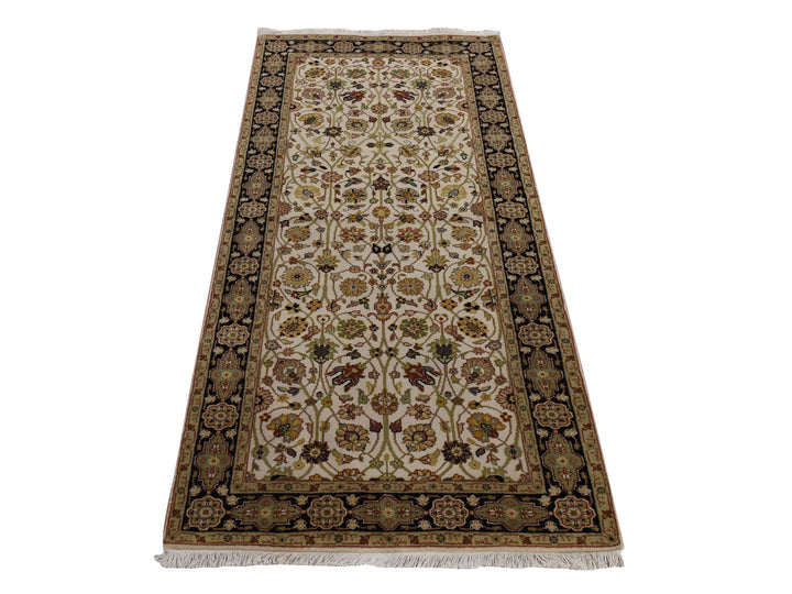 2'8" x 6'1" New Hand Knotted Ivory Wool Runner Oriental Rug - MOA10278363