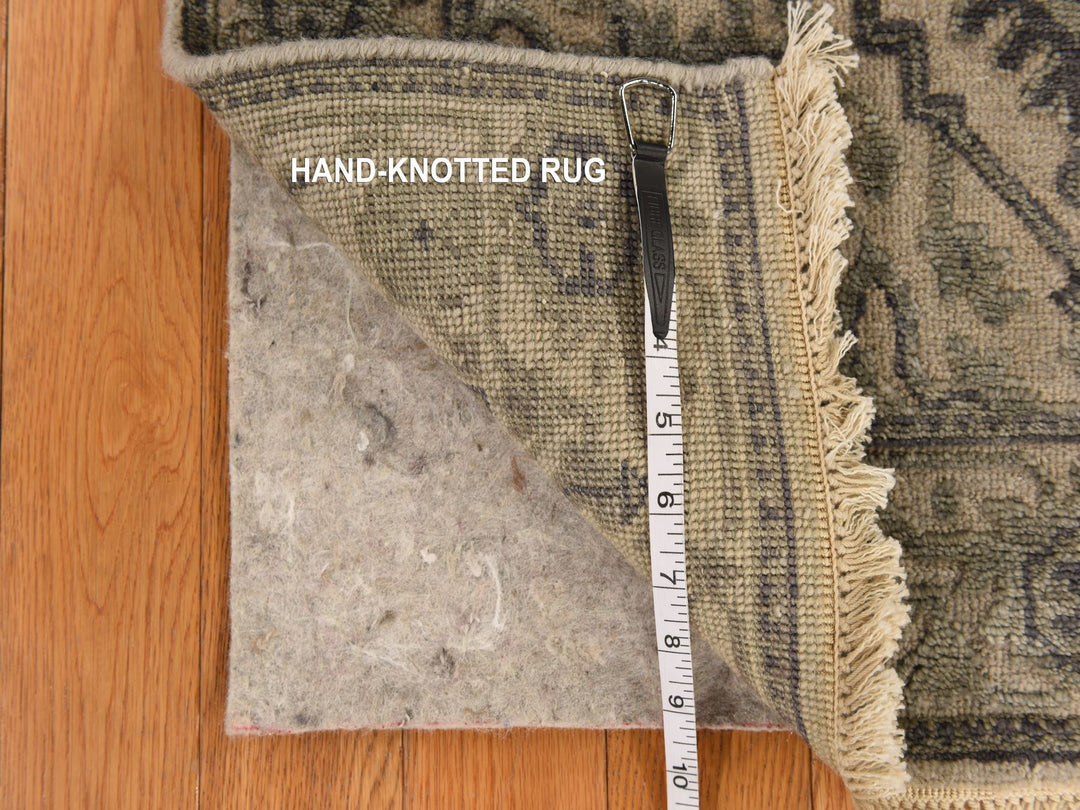 2'6" x 6'0" New Hand Knotted Brown Wool & Silk Runner Oriental Rug - MOA10278364