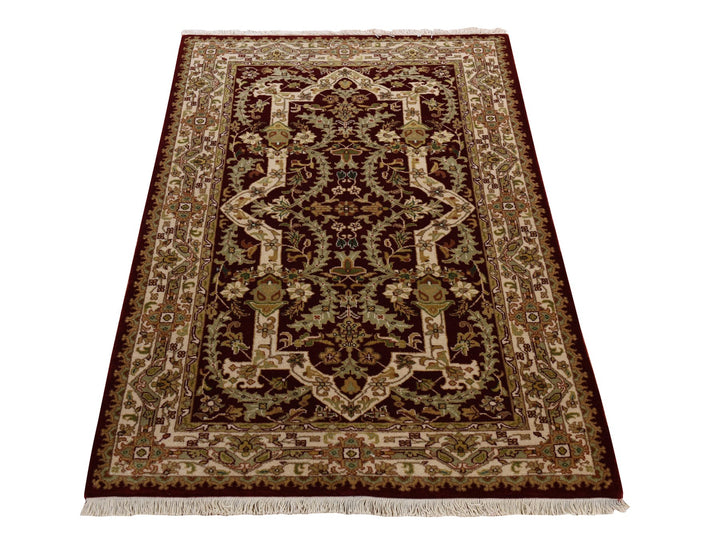 3'1" x 5'0" New Hand Knotted Red Wool Rectangle Oriental Rug - MOA10278365