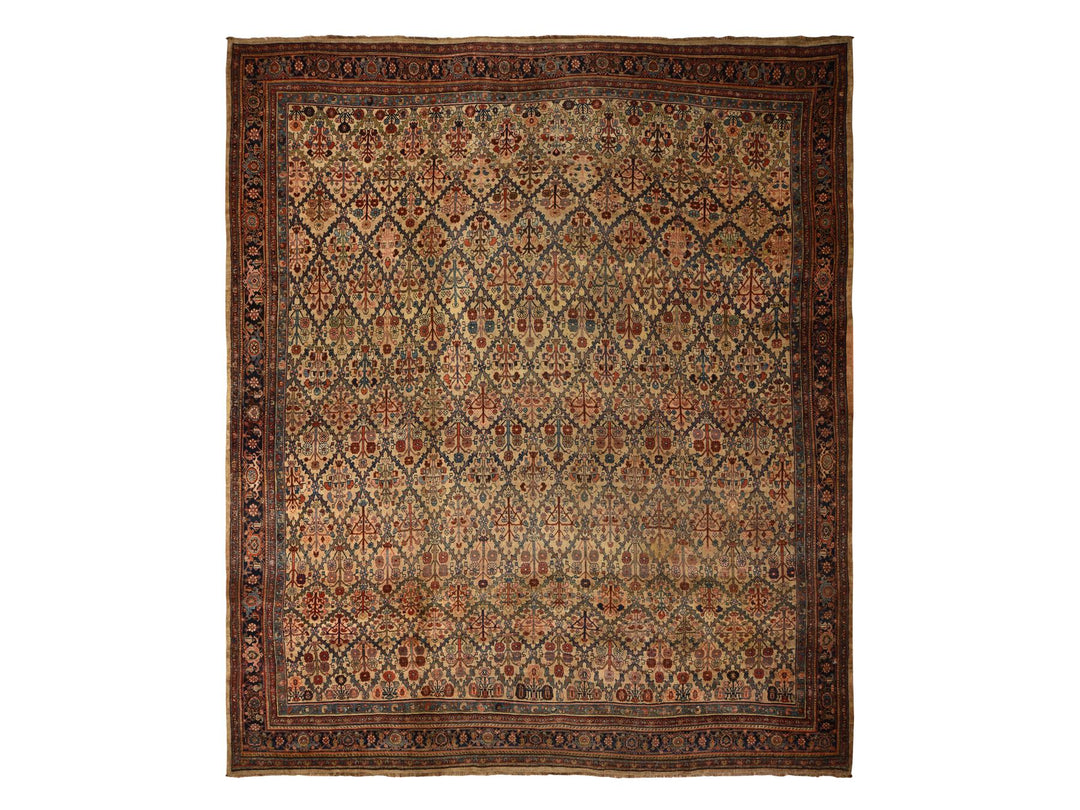 12'2" x 14'7" Vintage Hand Knotted Brown Wool Rectangle Oriental Rug - MOA10278367