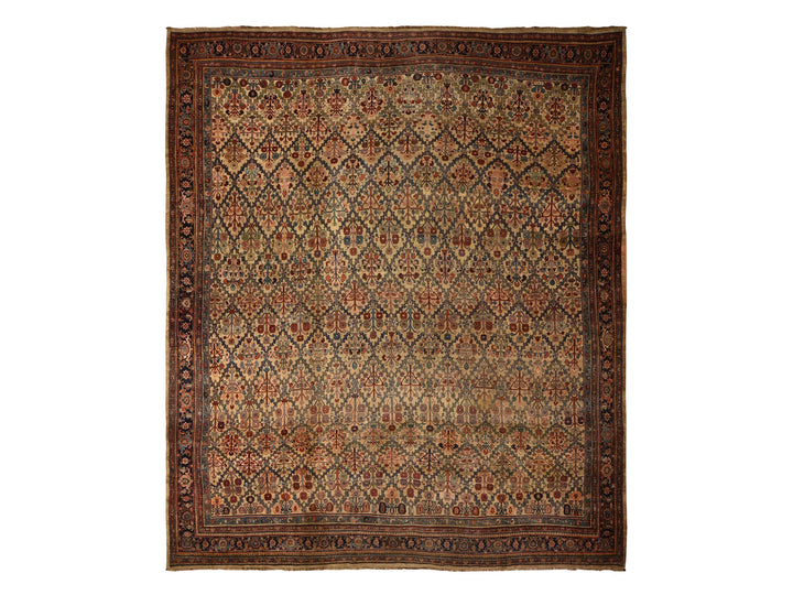 12'2" x 14'7" Vintage Hand Knotted Brown Wool Rectangle Oriental Rug - MOA10278367