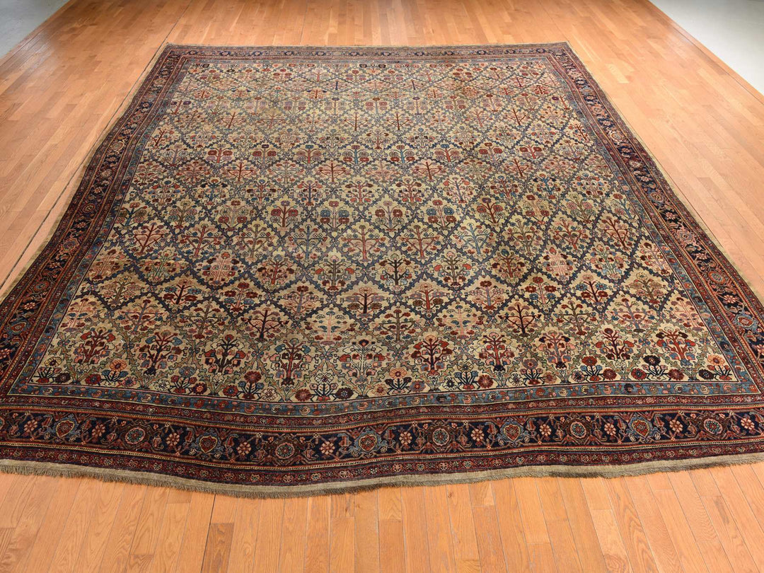12'2" x 14'7" Vintage Hand Knotted Brown Wool Rectangle Oriental Rug - MOA10278367
