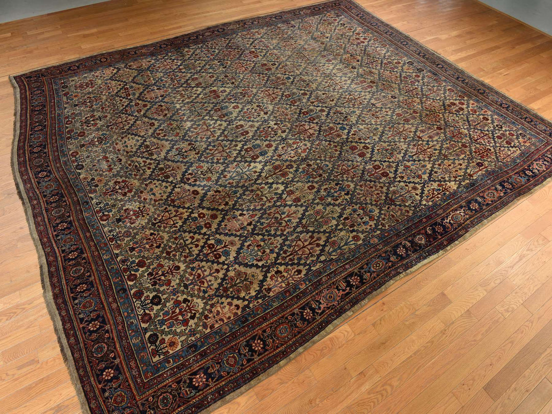 12'2" x 14'7" Vintage Hand Knotted Brown Wool Rectangle Oriental Rug - MOA10278367