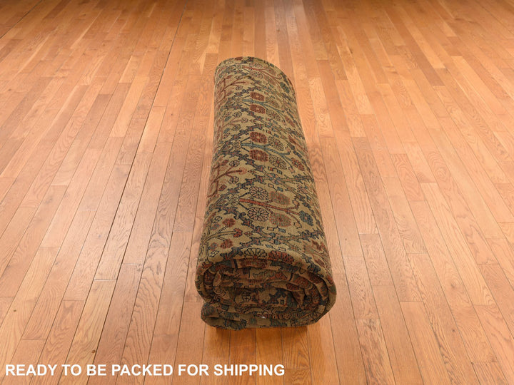 12'2" x 14'7" Vintage Hand Knotted Brown Wool Rectangle Oriental Rug - MOA10278367