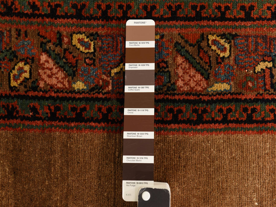 3'2" x 15'0" Vintage Hand Knotted Brown Wool Runner Oriental Rug - MOA10278368