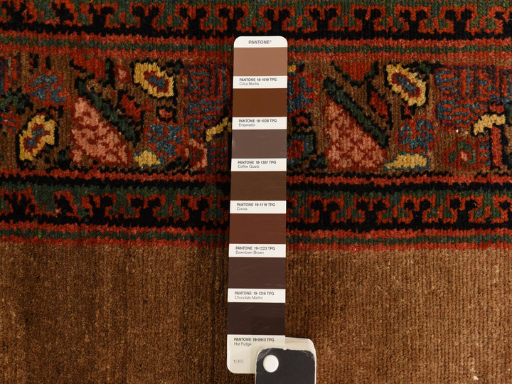 3'2" x 15'0" Vintage Hand Knotted Brown Wool Runner Oriental Rug - MOA10278368