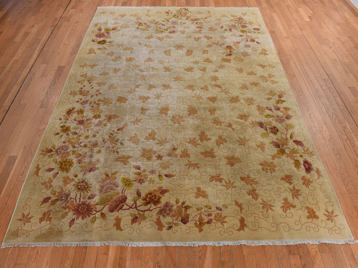 8'10" x 11'8" Vintage Hand Knotted Brown Wool Rectangle Oriental Rug - MOA10278369