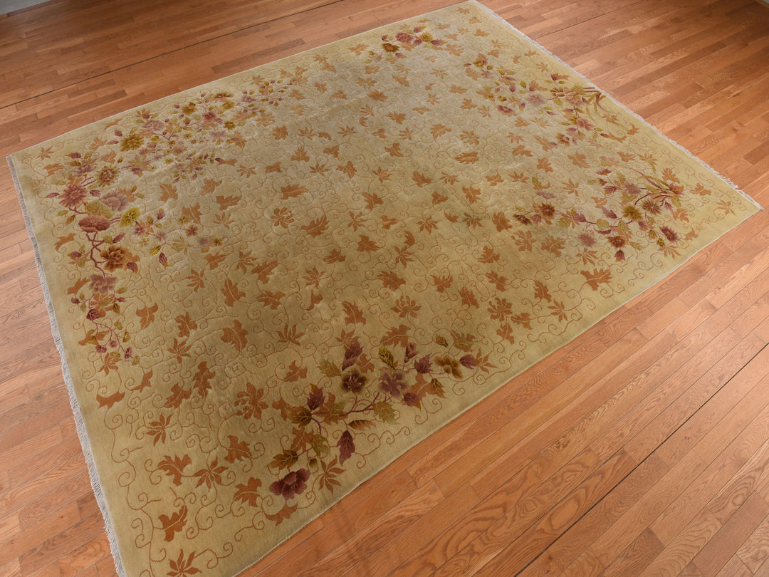 8'10" x 11'8" Vintage Hand Knotted Brown Wool Rectangle Oriental Rug - MOA10278369