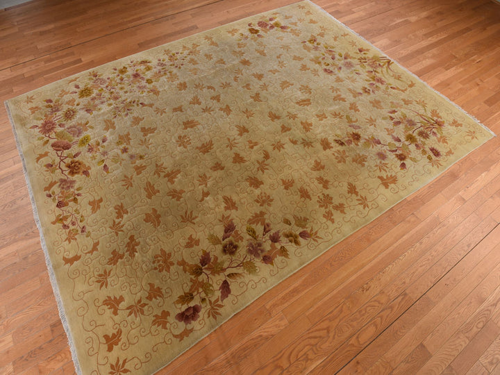 8'10" x 11'8" Vintage Hand Knotted Brown Wool Rectangle Oriental Rug - MOA10278369