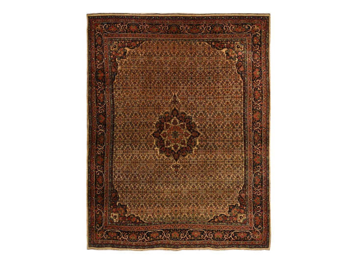 10'5" x 13'8" Vintage Hand Knotted Yellow Wool Rectangle Oriental Rug - MOA10278373