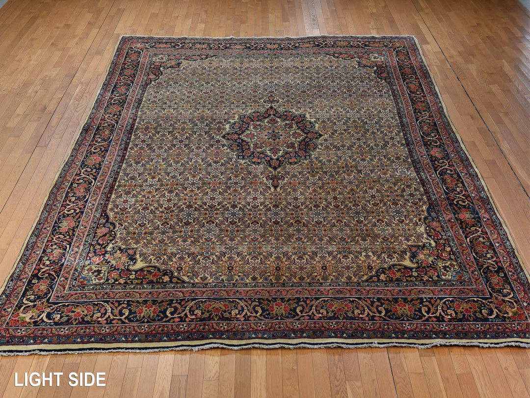 10'5" x 13'8" Vintage Hand Knotted Yellow Wool Rectangle Oriental Rug - MOA10278373