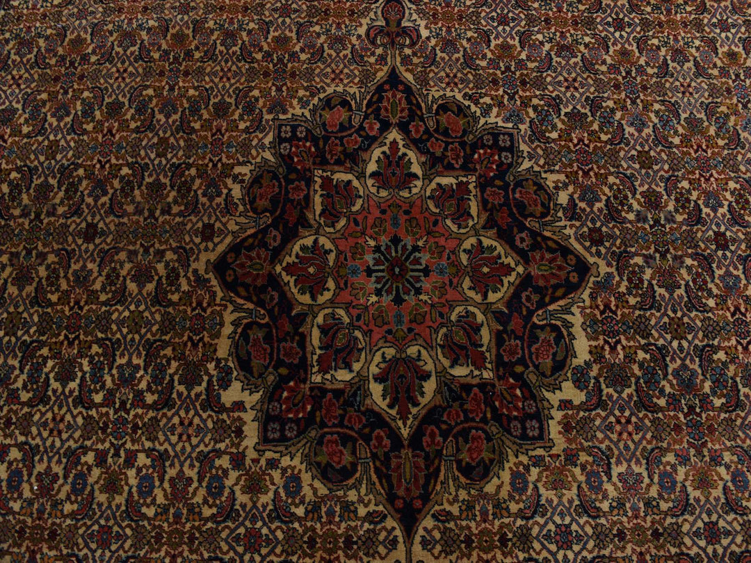 10'5" x 13'8" Vintage Hand Knotted Yellow Wool Rectangle Oriental Rug - MOA10278373