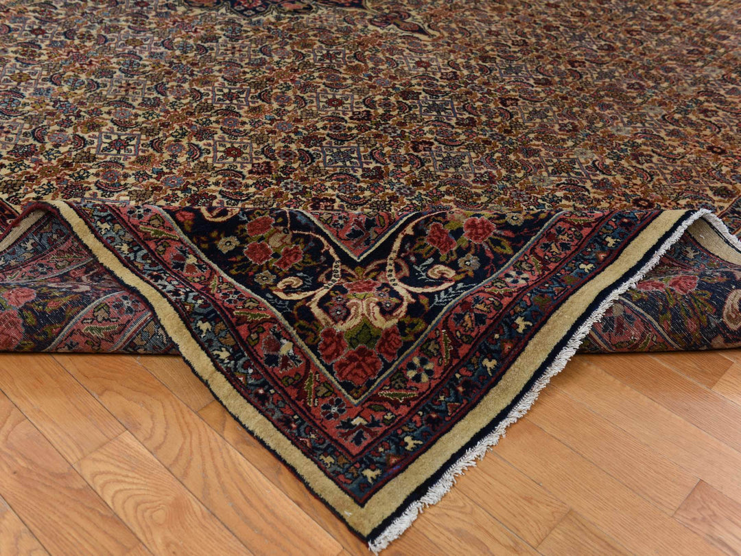 10'5" x 13'8" Vintage Hand Knotted Yellow Wool Rectangle Oriental Rug - MOA10278373