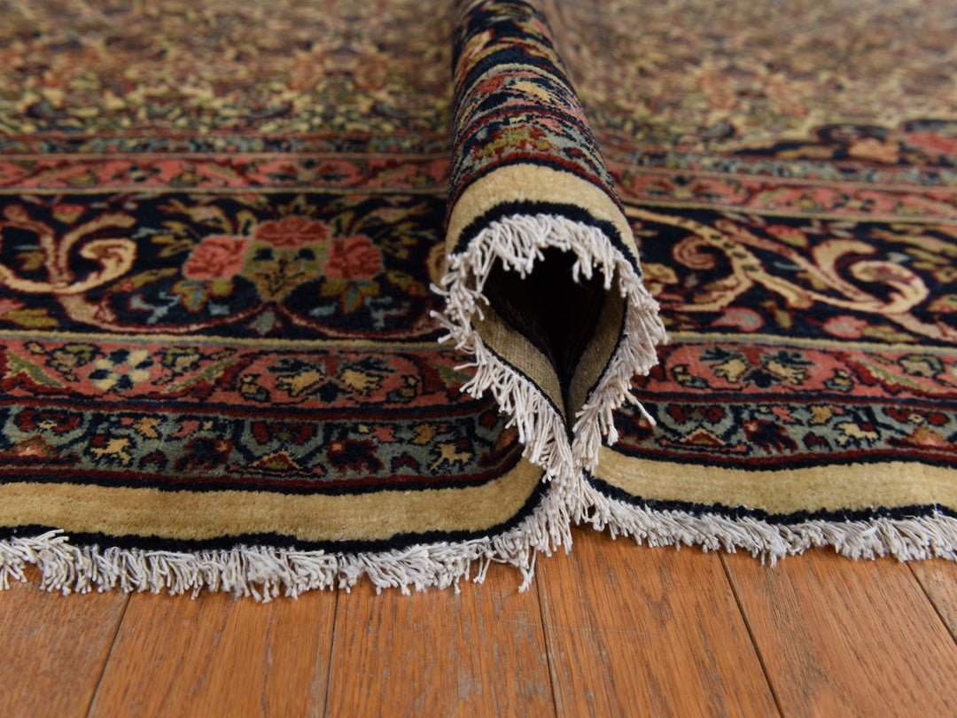 10'5" x 13'8" Vintage Hand Knotted Yellow Wool Rectangle Oriental Rug - MOA10278373
