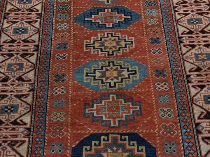 3'9" x 8'4" Vintage Hand Knotted Red Wool Runner Oriental Rug - MOA10278374