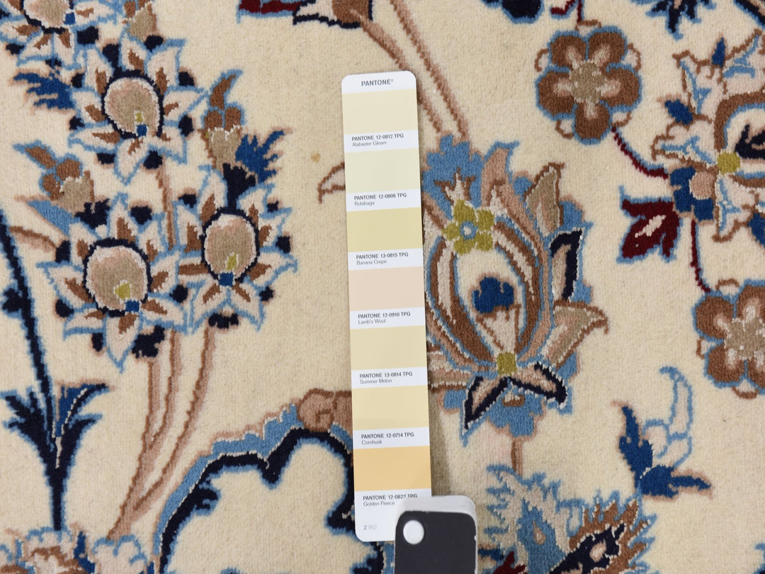 13'7" x 20'7" New Hand Knotted Ivory Wool & Silk Rectangle Oriental Rug - MOA10278375